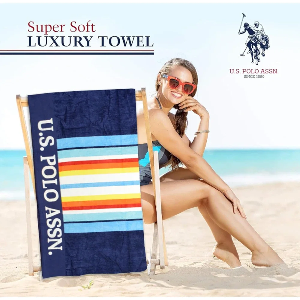 U.S. Polo Assn. Oversized Striped Nautical Beach Towel